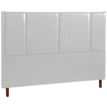 Imagem de Cabeceira Estofada Queen Panamá Couro Cinza 160 Cm