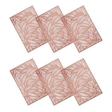 Imagem de Cj 6 Lugares Americanos de Plástico Retangular Leaf Rosé 45x30cm Lyor