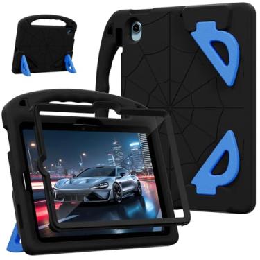 Imagem de LKOOZO Capa infantil para iPad Air de 11 polegadas M3/M2 (2025/2024), iPad Air 5/4 (2022/2020) 10,9 polegadas - Capa à prova de choque com protetor de tela integrado e suporte (preto)