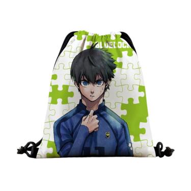 Imagem de Bolsa com cordão Blues Locks Isagis Yoichis para crianças 39x32cm