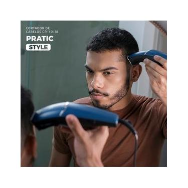 Imagem de Máquina de Cortar Cabelo Mondial Pratic Style CR-10 com 8 Acessórios, Lâminas em Aço Inox, Bivolt - Azul