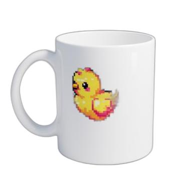 Imagem de Caneca Xícara de Café Porcelana 300ml Galinhas no Jardim Pixel Art