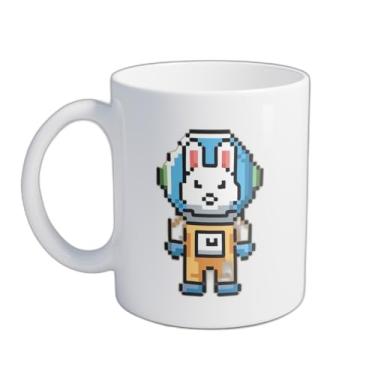 Imagem de Caneca Xícara de Café Porcelana 300ml Coelho Astronauta Cute Vector