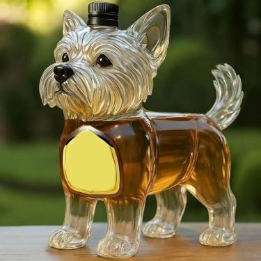 Imagem de Garrafa de vidro Westie Whiskey Decantador de 293 g personalizado para cães, garrafas de vinho vazias de animais 3D, presente para amantes de uísque e animais de estimação, dispensador de bebidas