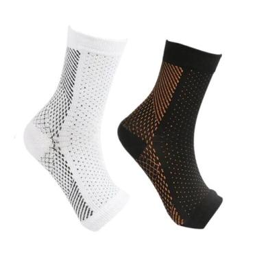 Imagem de Kit 2 Pares Meias Compressão Sem Ponteira Estabilizadora Tornozelo Ant