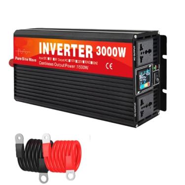 Imagem de 48v to 110v 60hz,Conversor de Energia Contínua de 1500W DC 12V-60V Para AC 110V 220V Inversor de Onda Senoidal Pura de 3000W com Display LCD e Duas Tomadas AC
