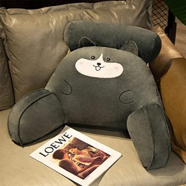 Imagem de Almofada de leitura macia, apoio lombar, almofada de assento com suporte de braço de pescoço, encosto para ler livros, jogos, relaxar ou assistir TV, cinza, 70 x 50 cm