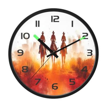 Imagem de CEBUGI Relógio de parede com luz noturna de 30,5 cm que brilha no escuro com sensor de voz, relógios de parede Cowboys operados por bateria para decoração de quarto e sala de estar