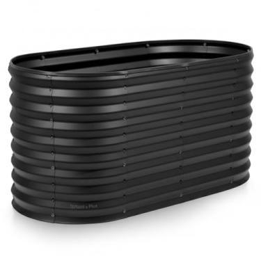 Imagem de Plant & Plot Canteiros elevados galvanizados para jardim ao ar livre // Canteiros elevados para jardinagem, legumes, flores // Caixa grande de metal para jardim (preto) // Design patenteado sem