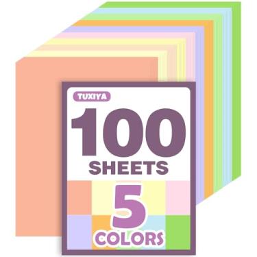 Imagem de 100 folhas de papelão colorido de 21,6 cm x 28 cm, 10 cores sortidas de macaron para impressão, fabricação de cartões, artesanato DIY, material escolar, decorações de festa (150 g/m²/25,4 kg)