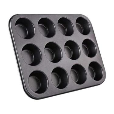 Imagem de Cupcake 12 Cavidades Antiaderente Teflon Pão de Queijo Mel Muffins Empada 1, 2 e 3，4 Uni– Ideal para Pão de Queijo, Empadas, Bolos e Festas(Forma de Cupcake,3 Unidades De Forma)