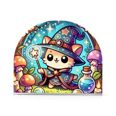 Imagem de Porta-guardanapos azul Wizard Cat, porta-guardanapos de restaurante, 1 pacote, suporte de acrílico antiderrapante