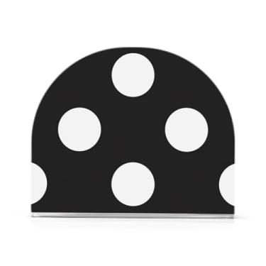 Imagem de Suporte de guardanapo preto de bolinhas círculo branco, conjunto de 2, porta-guardanapos acrílico, porta-guardanapos de jantar
