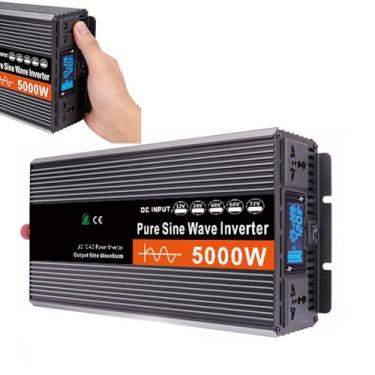 Imagem de HENGJINGTR Inversor de onda sinusoidal puro 5000W, DC 12V/24V/48V/60V/72V para conversor AC 120V 240V, Inversor solar de alta eficiência para casa, RV, caminhão, barco,24v to 230v