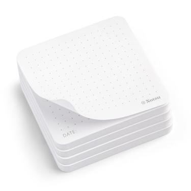 Imagem de Notsu Bloco de notas adesivas Dot Grid 4 unidades | Bloco de notas pontilhado autoadesivo de 120 g de papel grosso premium com data