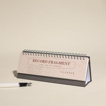 Imagem de Mini calendário inglês 2026, agenda de mesa com encadernação em espiral com espaço de gravação diário (marrom)