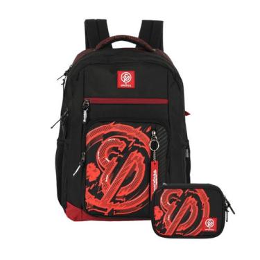 Imagem de Kit Mochila Enaldinho YouTuber Costas E Estojo Box Escolar, Vermelho