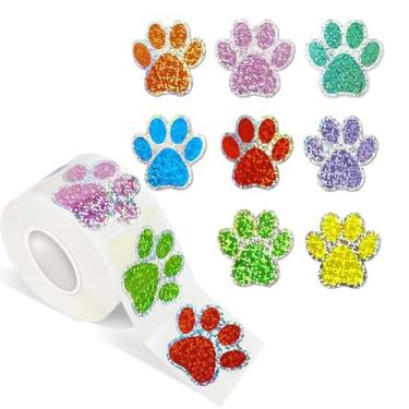 Imagem de 500 adesivos autoadesivos de pata de cachorro – perfeitos para festas, cadernos e decorações DIY, vermelho e rosa