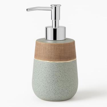 Imagem de Porta Sabonete Líquido de Cerâmica Bump Cromada 320 ml Acabamento Verde Fosco Lavabo banheiro