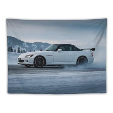 Imagem de HouLaiZhe JDM Tapeçaria de carro Snow Drifting S2000 Jdm esportes pendurar na parede quarto decoração de casa tapeçarias estética piquenique decoração de parede arte de parede para dormitório sala de