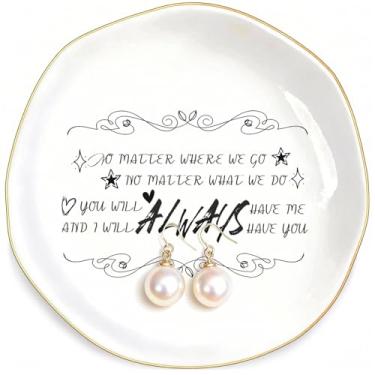 Imagem de Qulinshine Presentes de amigos para mulheres, bandeja de joias de cerâmica com citação inspiradora, bandeja de joias para aniversário, Natal, despedida, presente de amizade de longa distância para