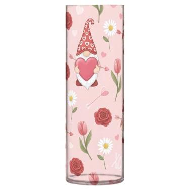 Imagem de CEBUGI Vaso de flores Gnomos Hearts 10 cm x 30 cm Vaso cilíndrico para flores, vaso transparente inquebrável para decoração de casa de festa de casamento