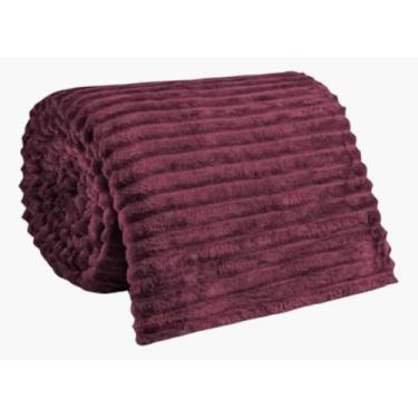 Imagem de Cobertor Manta Canelada Casal Luxo Alto Relevo - Aconchegante e Lavável em Máquina (VINHO)