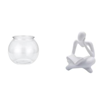 Imagem de Whtkoph Ornamento Abstrato Transparente para Aquário, para Peixes Pequenos, Vaso de Mesa, Aquário, Casa, Escritório, Prateleira, Sala de Estar, Decoração de P