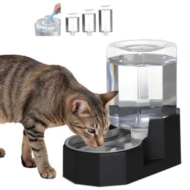 Imagem de Sfozstra Dispensador de tigela de água por gravidade: alimentador automático de aço inoxidável de gato preto 5L com escova especializada - para cães com problemas nas articulações - adequado para