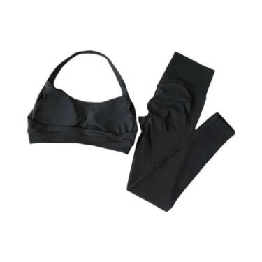 Imagem de Conjunto De Yoga Feminino De Cintura Alta Com Sutiãs De Fitness Para C