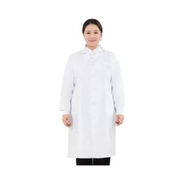 Imagem de Jaleco Branco plus Size De Manga Longa Para Médicos, Enfermeiros E Est