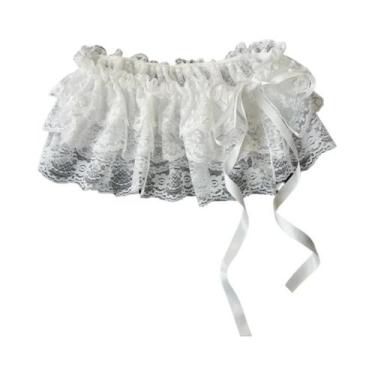 Imagem de Saia Mini A-Line Com Renda Branca, Saias Em Camadas De Tule Coreano Pa