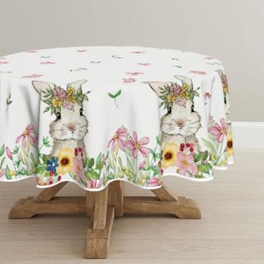 Imagem de Horaldaily Toalha de mesa redonda para Dia de São Patrício, 228 cm x 234 cm, toalha de mesa lavável com flor da primavera, para decoração de festa, piquenique, jantar