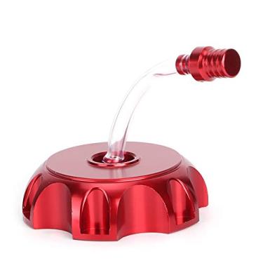 Imagem de Cryfokt Respiro da Tampa do Tanque de Combustível CNC de Alumínio Adequado para Tampa de Ventilação para Motocicleta ATV 90 110 Dirt Bike, Cor Vermelha Elegante Mangueira de 2,67", Acessório