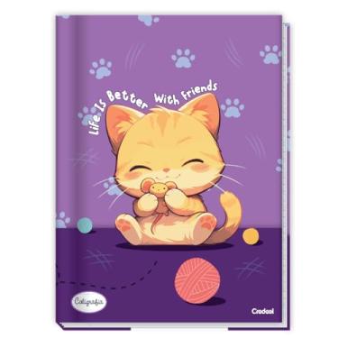 Imagem de Caderno de Caligrafia Brochurão LALA Pets 40 folhas Tamanho 200x275mm Infantil Atividade Escolar Caderno Costurado (Roxo)