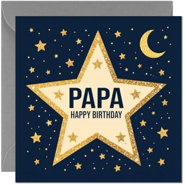 Imagem de Happy Birthday Papa Card Masculino Navy Space Stars Cartão de felicitações para homens Cartões de aniversário para papai