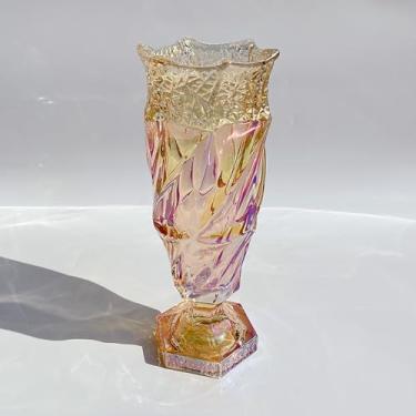 Imagem de Eastern Rock Vaso de flor de vidro 1 kg 24 cm, estilo boêmio, para centros de mesa, casamento, vaso de vidro para decoração de casa (âmbar cintilante)