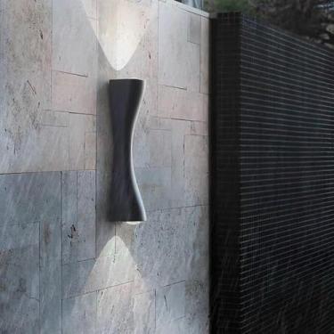 Imagem de GZZBMY LED Exterior apliques de parede IP65 impermeáveis metal alumínio candeeiros de parede criativo moderno up down iluminação interior / exterior para jardim varanda terraço (luz branca preta, 35