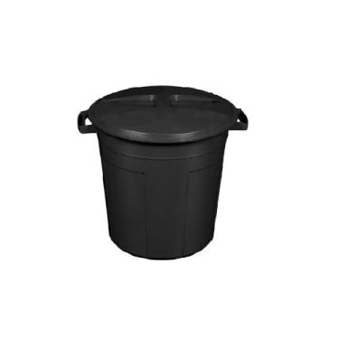 Imagem de Lixeira Preta Cesto De Lixo Grande Cozinha 30 Litros - Belmount