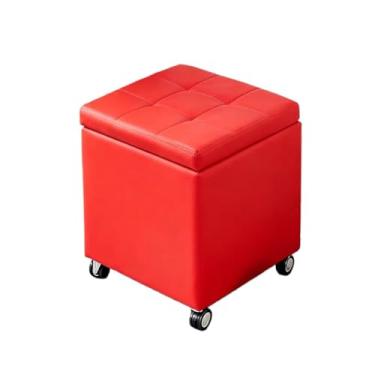 Imagem de Banqueta Baixa Rotativa 360 Banqueta Roldana Banco Baixo Com Rodas Sapatos Limpeza De Maquiagem Com Rodas Pedicure Spa De Massagem E Casa(Red,31.5" x 15.7" x 18.1")