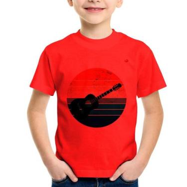 Imagem de Camiseta Infantil Violão Vintage Sunset - Foca na Moda, Vermelho, 2