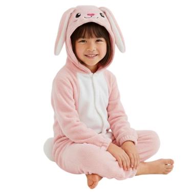 Imagem de Macacão Infantil Coelho Em Fleece Plush Com Capuz Festa