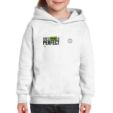 Imagem de Moletom Infantil God's timing is perfect - Foca na Moda, Branco, 2