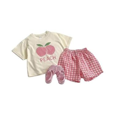Imagem de Conjunto De Roupa Infantil De Verão Com Camiseta Com Estampa De Frutas