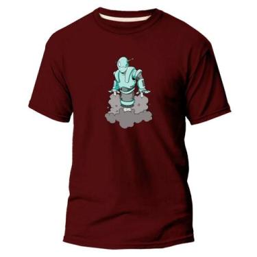 Imagem de Camiseta Basica Algodão Premium Estampada Robô Fumaça - Pavesi, Bordô,
