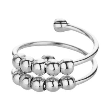 Imagem de Anel De Contas De Ansiedade Ajustável Em Aço Inoxidável Cor Dourada Pa