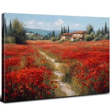 Imagem de Arte abstrata de parede de papoula vermelha natureza flores paisagem decoração de parede casa de fazenda imagens florais vermelhas para banheiro rústico paisagem paisagem pintura arte para sala de