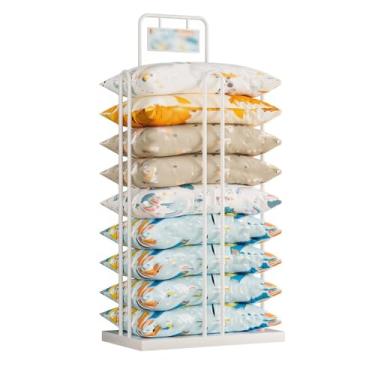 Imagem de Suporte de exibição de travesseiro de metal com quadro de avisos - Suporte de amostra de colcha de varejo para lojas de roupas e organizador de almofadas em casa - Solução de armazenamento de