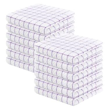 Imagem de Homaxy Panos de prato 100% algodão, pacote com 12 - 30,5 x 30,5 cm, panos de prato de trama waffle para lavar pratos, panos de prato ultra absorventes e de secagem rápida, roxo