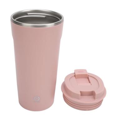 Imagem de Cryfokt Caneca de café Com Agitação Automática, Copo de Aço Inoxidável Recarregável USB para Escritório Doméstico, 400ml, Branco (Rosa)